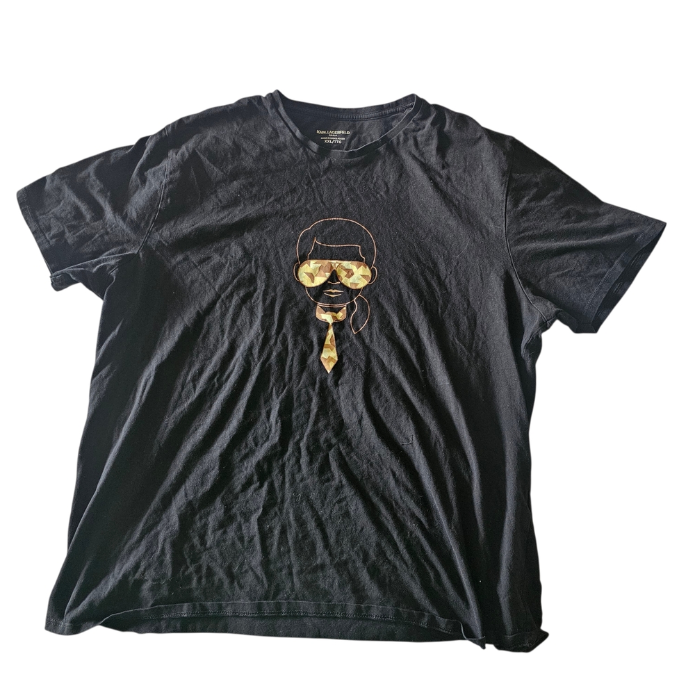 Karl Lagerfeld Paris Graphic T-Shirt Mens XXL Black Crew Neck Short Sleeve